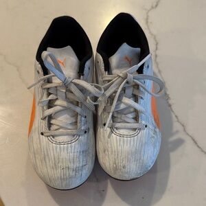 Puma Kids Soccer Cleats - White and Orange
